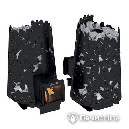 Дровяная печь-каменка GrillD Dubravo 180 long black в Воронеже