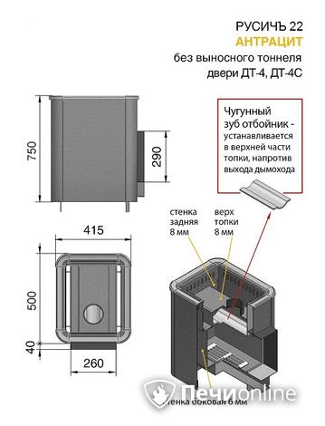 Дровяные печи-каменки Везувий Русичъ Антрацит 22 (ДТ-4) без выноса в Воронеже