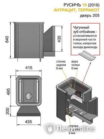 Дровяные печи-каменки Везувий Русичъ Антрацит 16 (205) 2016 в Воронеже