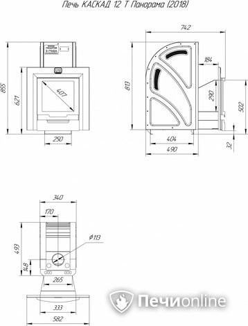 Дровяная банная печь Теплодар Каскад-12 Т Панорама (2018) в Воронеже