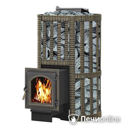 Дровяная банная печь Везувий Ураган Ковка 22 (270) с закрытой каменкой чугун в Воронеже