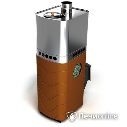 Дровяная банная печь TMF Бирюса 2013 Carbon терракота с закрытой каменкой в Воронеже